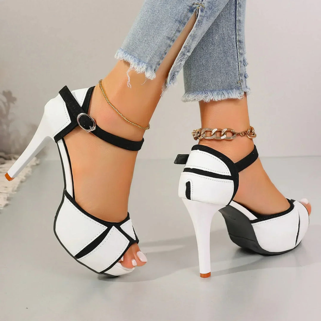 Tacones de cuero con estampado para mujer