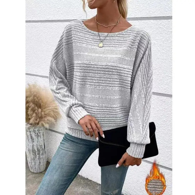 Minimalist Spliced Round Neck Sweater