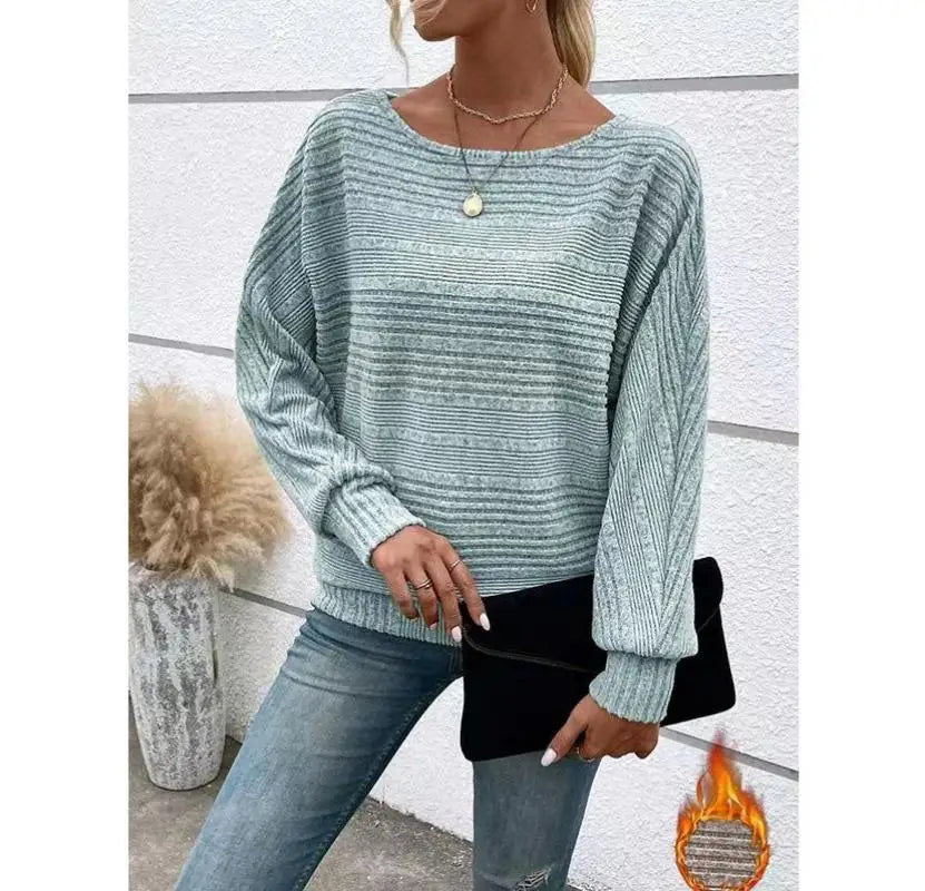 Minimalist Spliced Round Neck Sweater