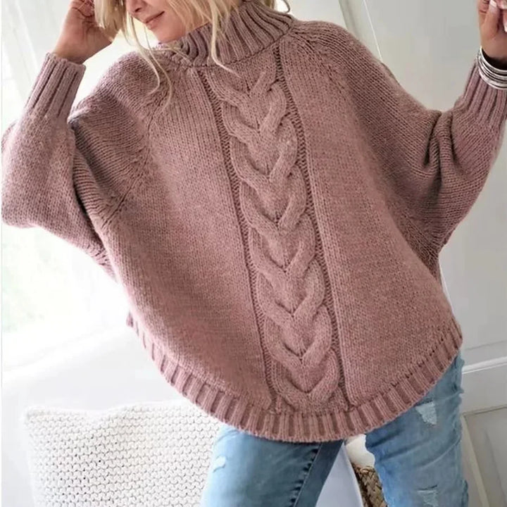 Vintage Cable Knit High Neck Sweater