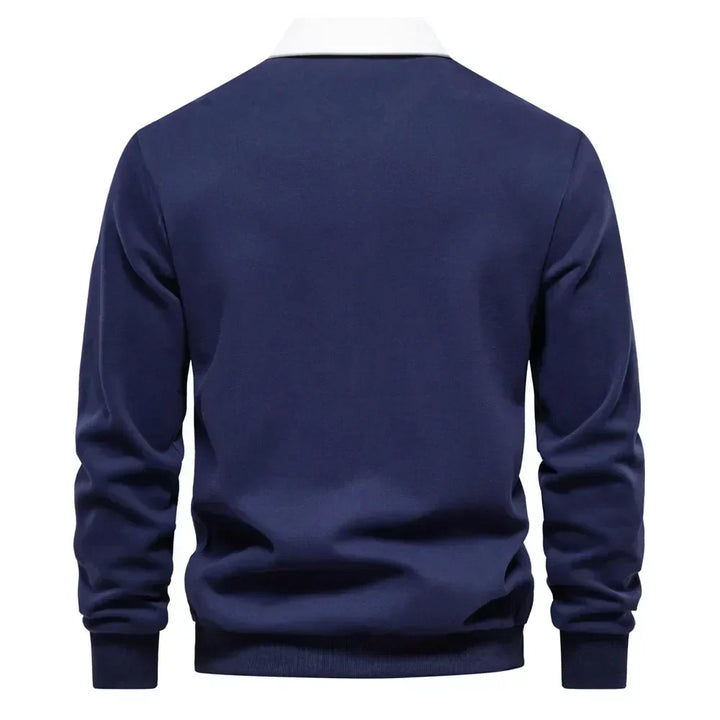 Knitted Polo Sweater with Contrast Collar – Men