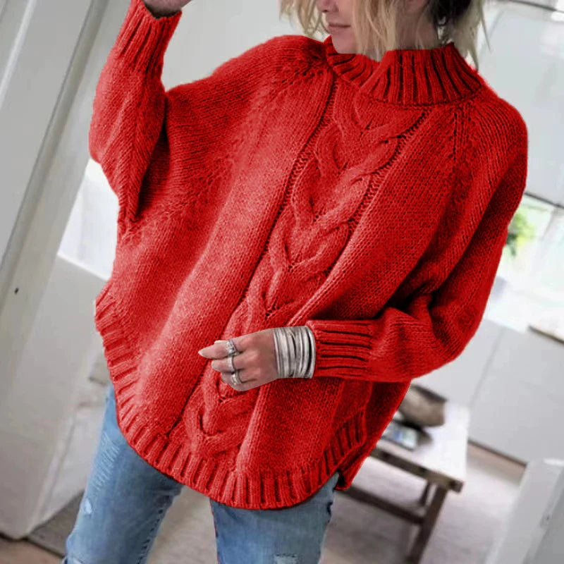 Vintage Cable Knit High Neck Sweater