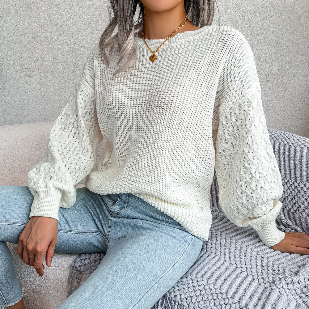 Pull en maille unie à manches lanterne