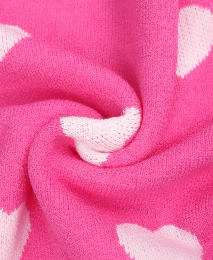 Oversized sweater med hjerteprint i hot pink