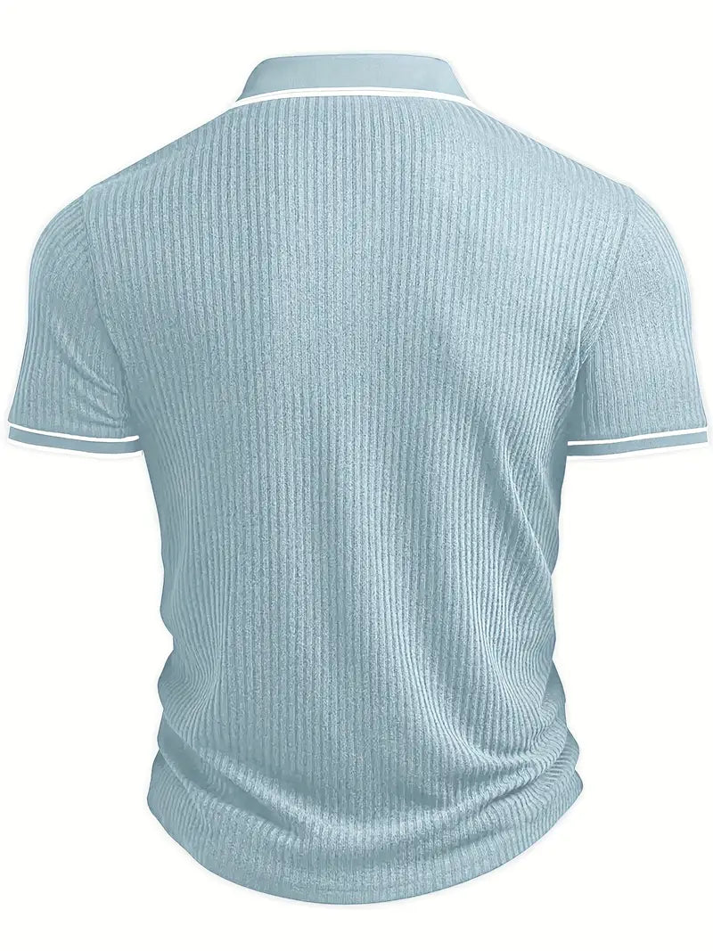 Polo acanalado con cuello en contraste – Hombre