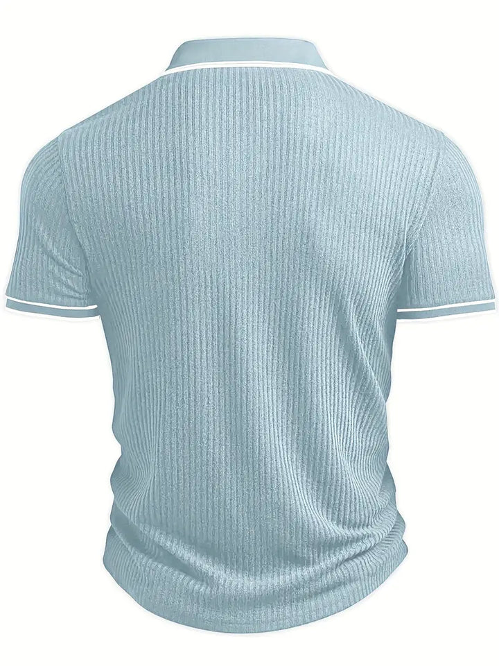 Polo acanalado con cuello en contraste – Hombre