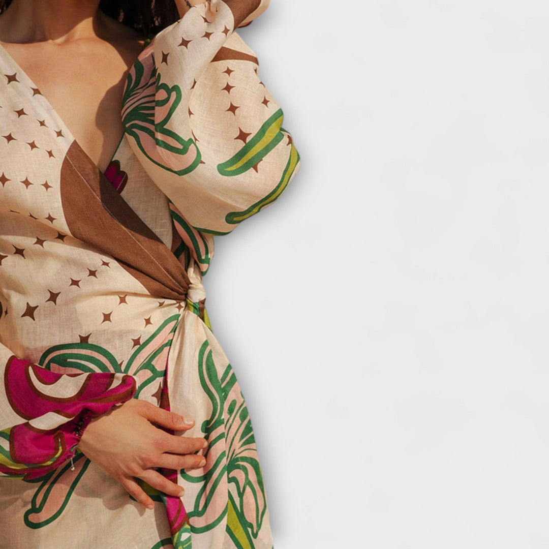 Vestido largo tipo túnica con lazo