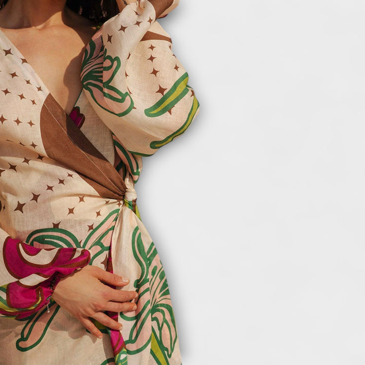 Vestido largo tipo túnica con lazo