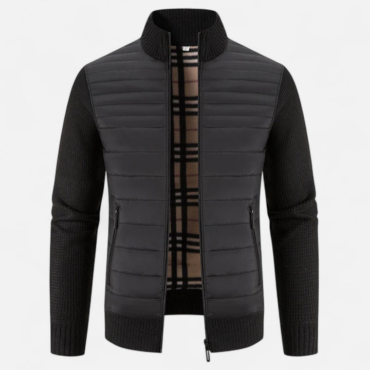 Veste pour homme en polaire à col montant et patchwork
