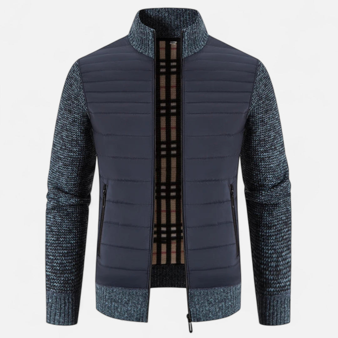 Veste pour homme en polaire à col montant et patchwork