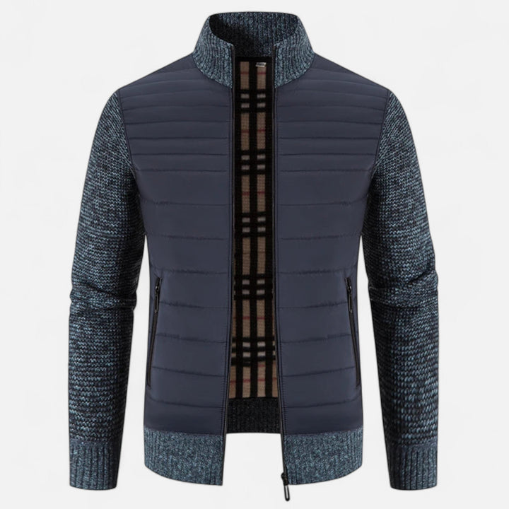 Veste pour homme en polaire à col montant et patchwork