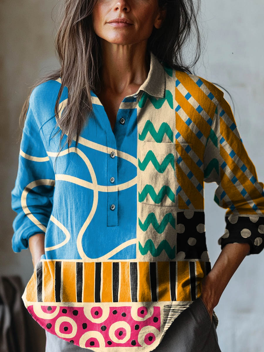 Camisa con Estampado Geométrico Colorido