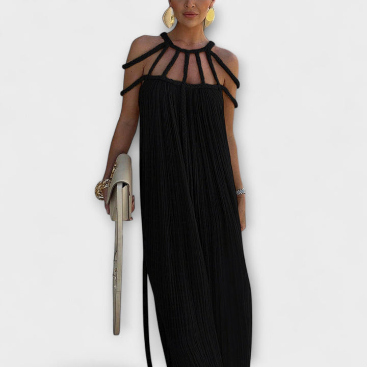 Chic Maxi Dress Made from Blend with Draped Straps