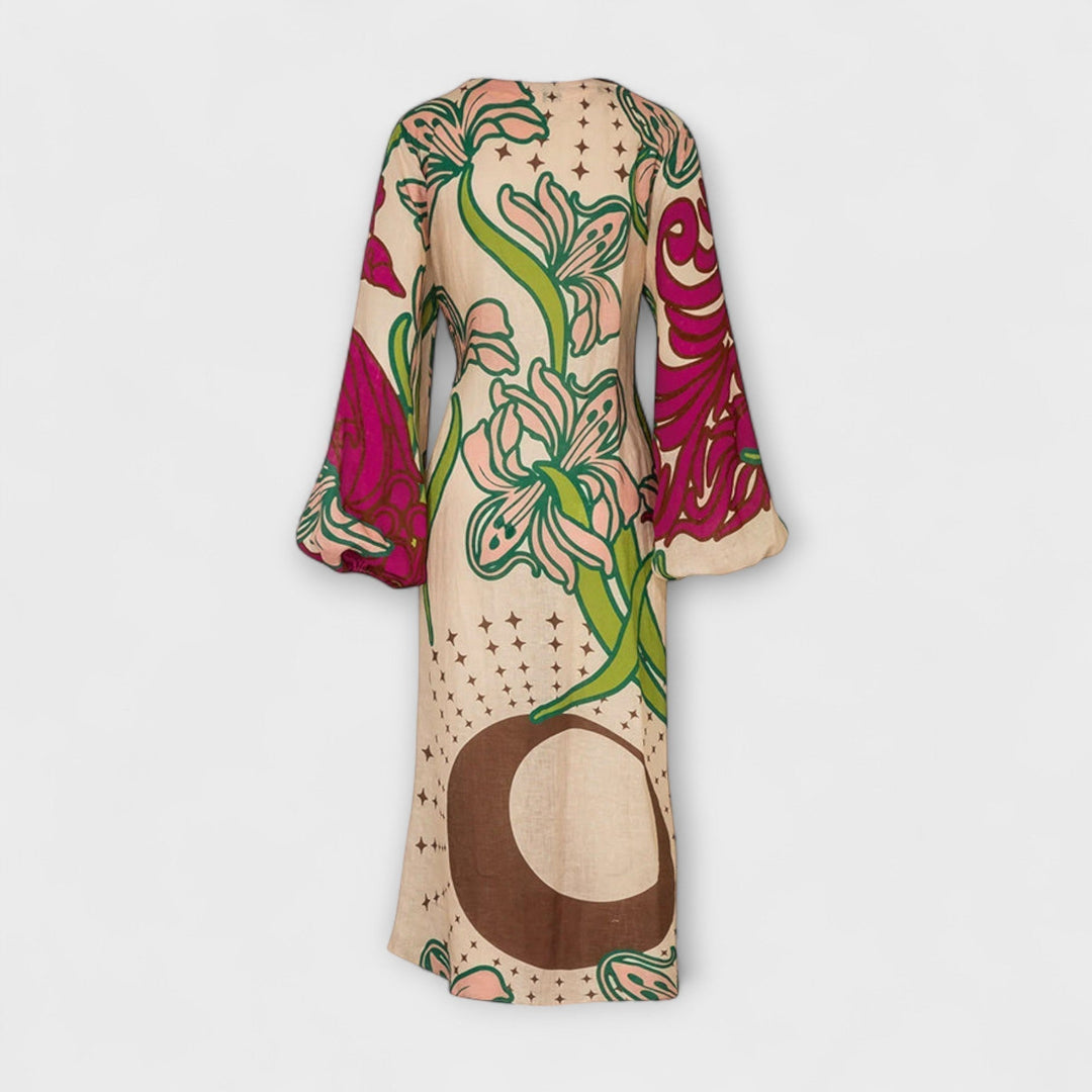 Vestido largo tipo túnica con lazo