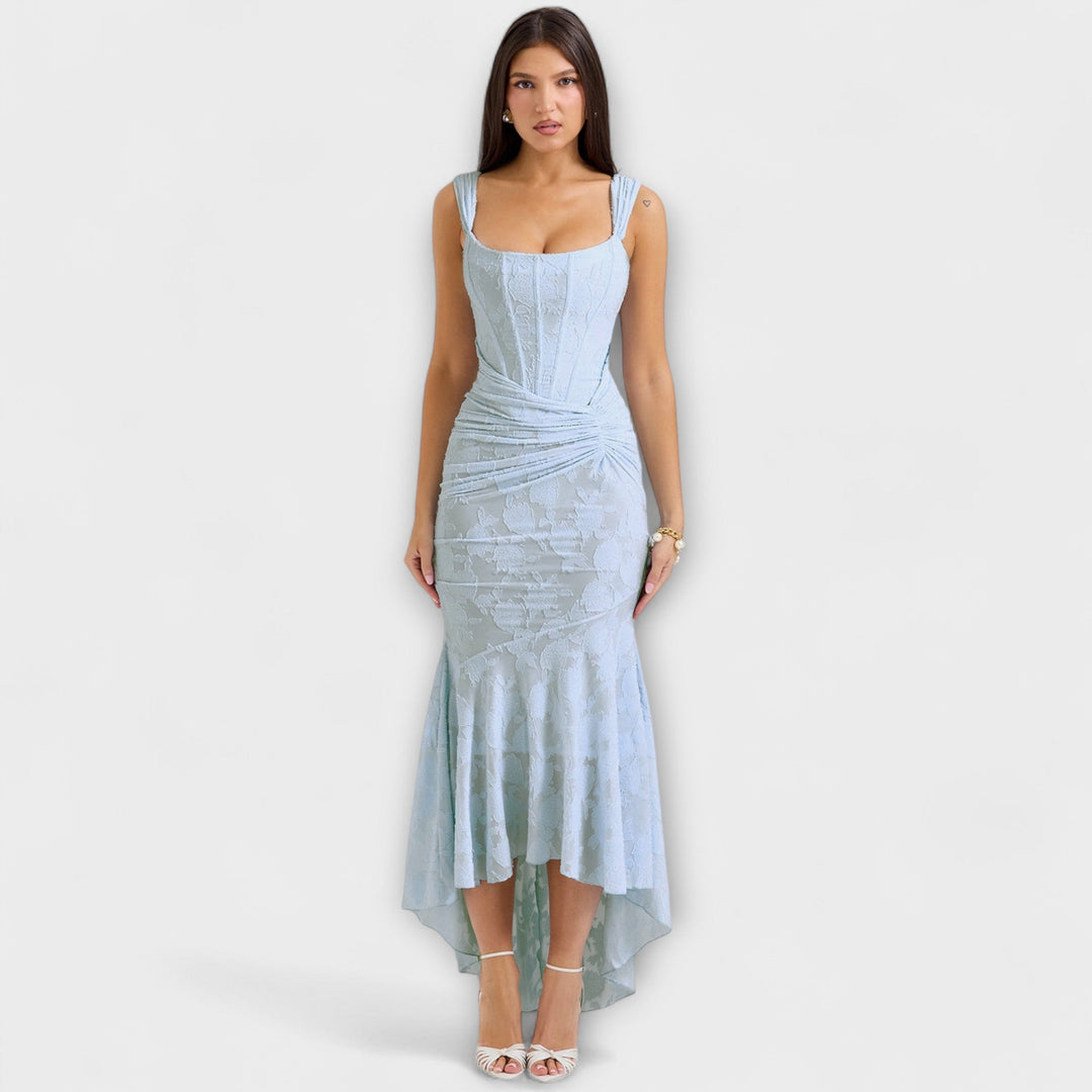 Abito lungo con corsetto elegante e raffinato