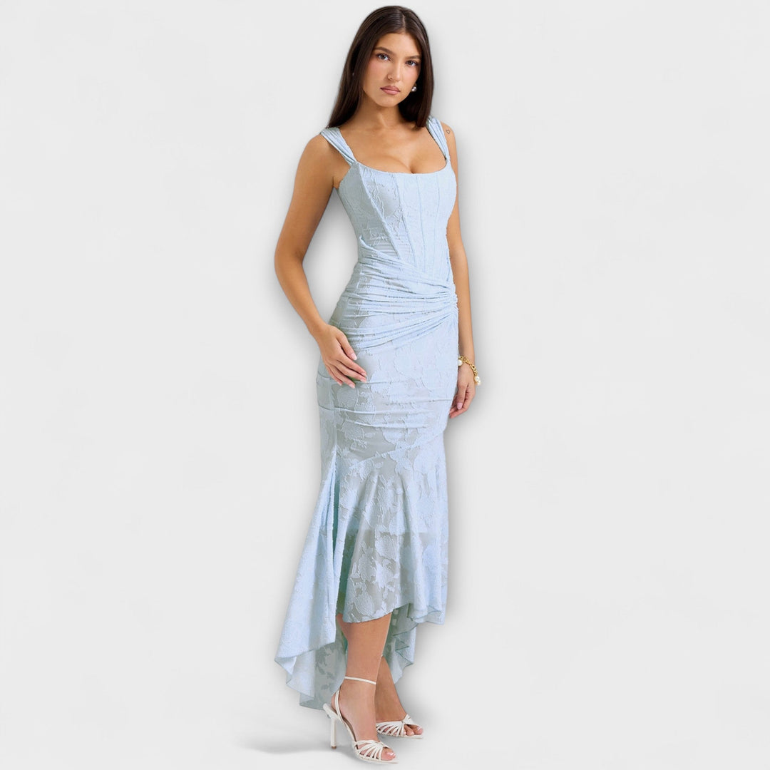 Abito lungo con corsetto elegante e raffinato