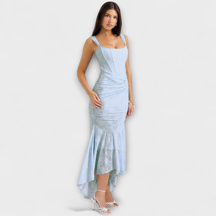 Abito lungo con corsetto elegante e raffinato