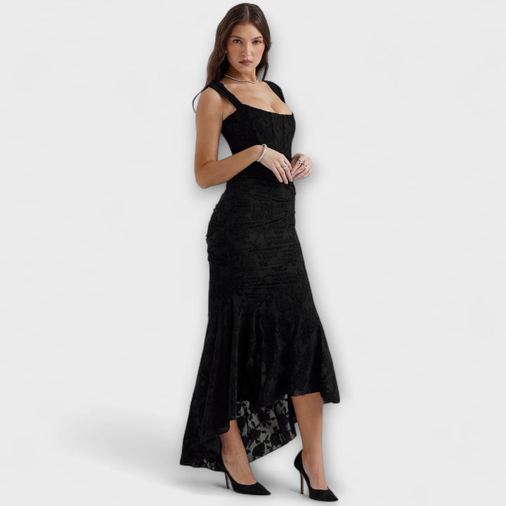 Abito lungo con corsetto elegante e raffinato