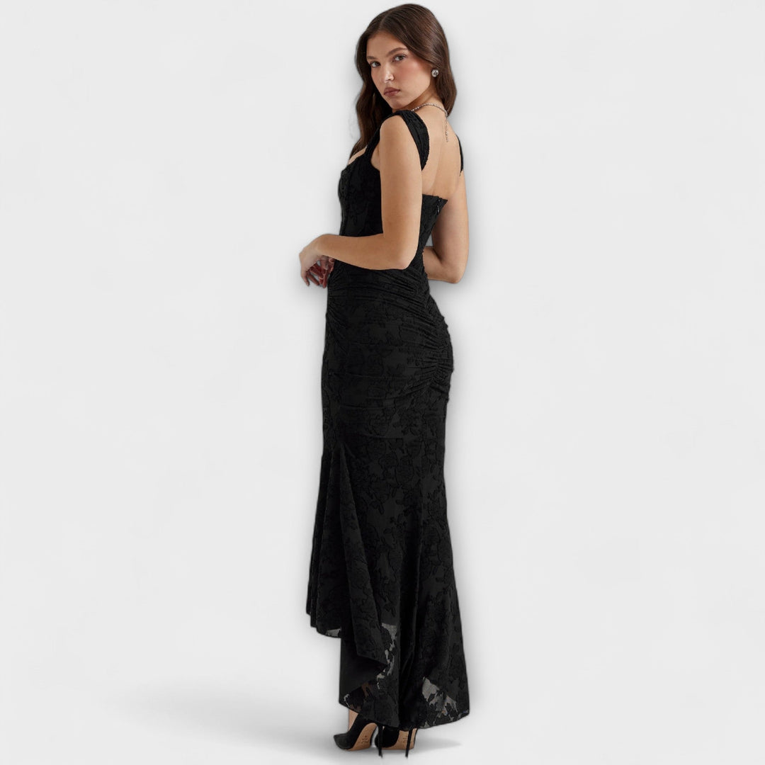 Abito lungo con corsetto elegante e raffinato