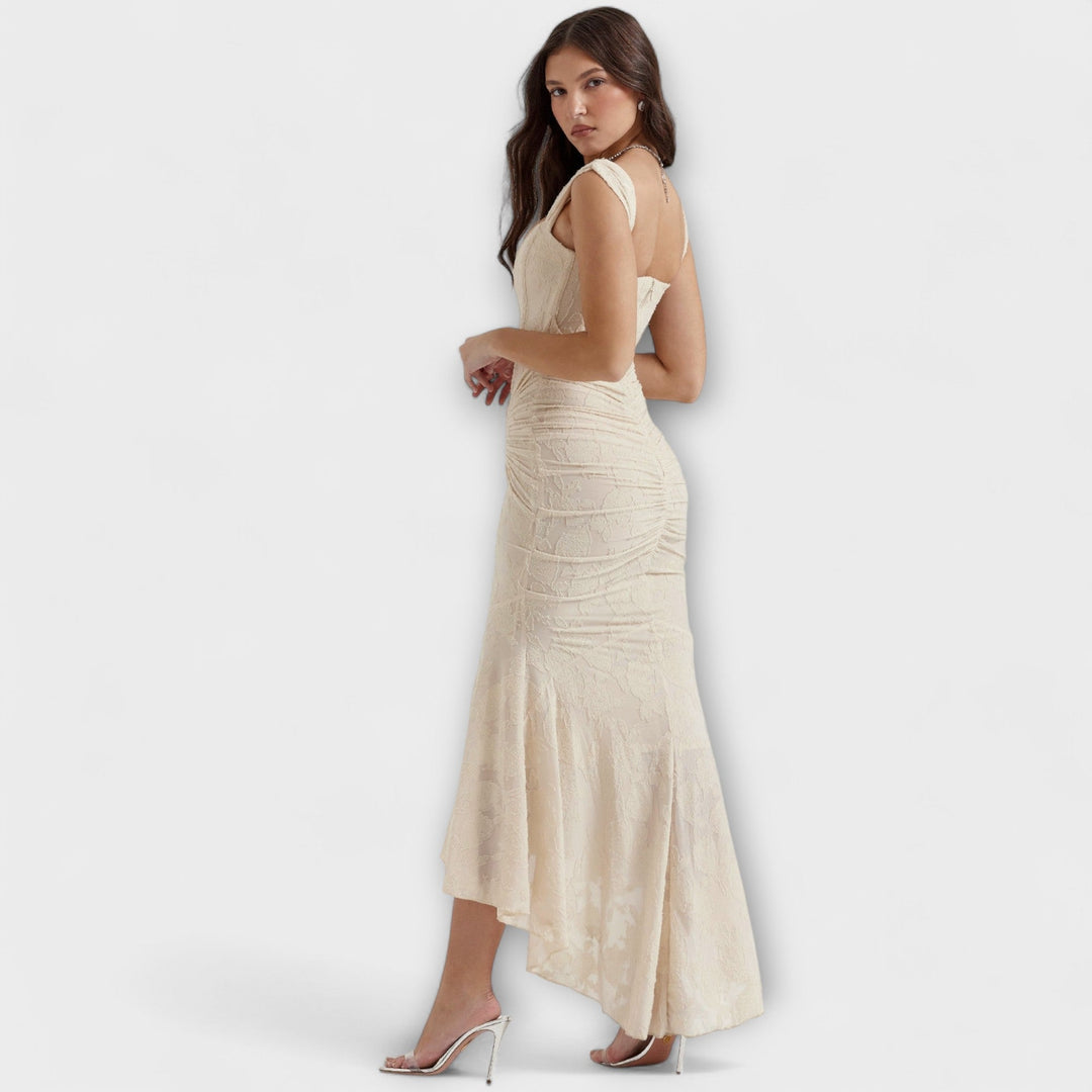 Abito lungo con corsetto elegante e raffinato