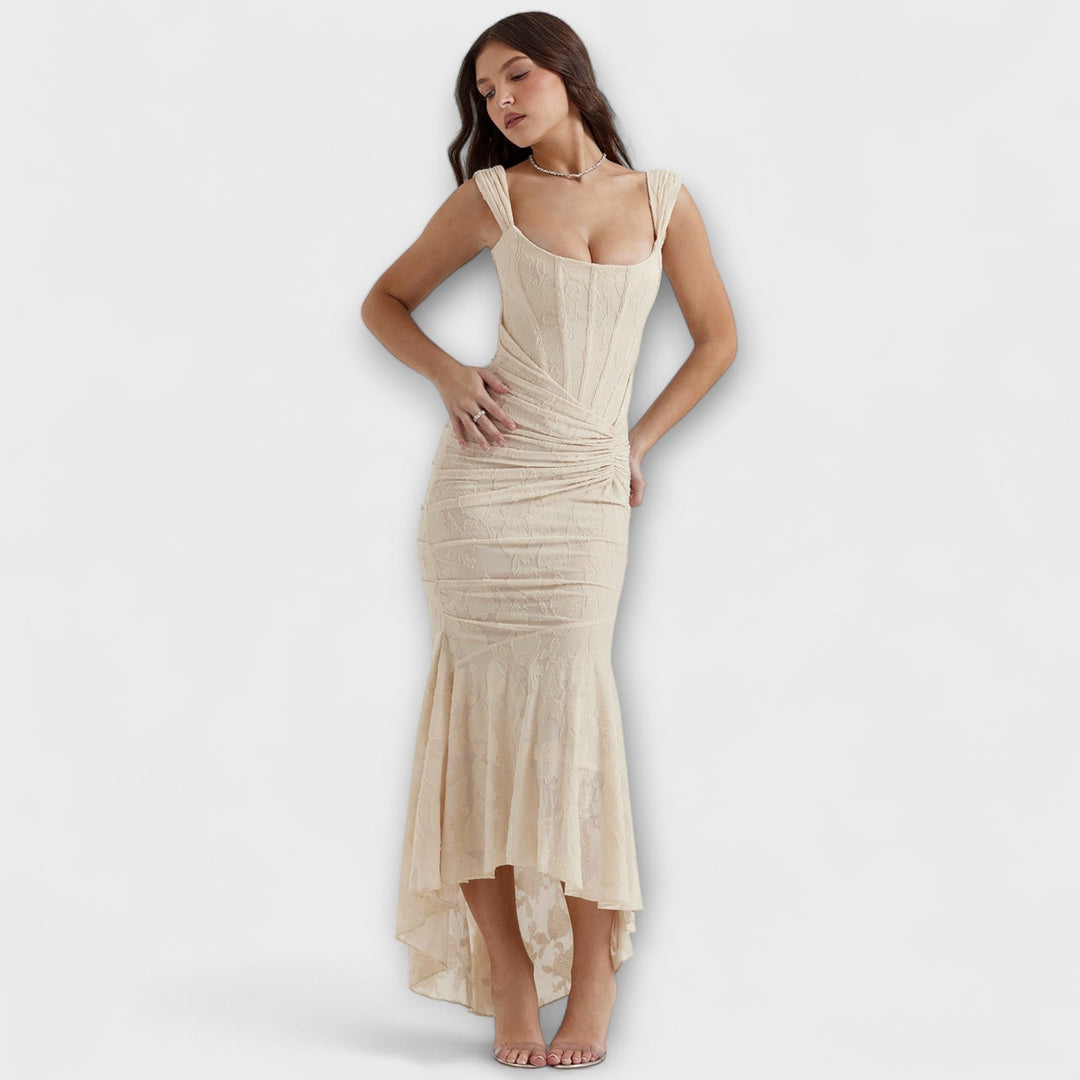 Abito lungo con corsetto elegante e raffinato