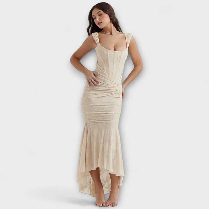 Abito lungo con corsetto elegante e raffinato