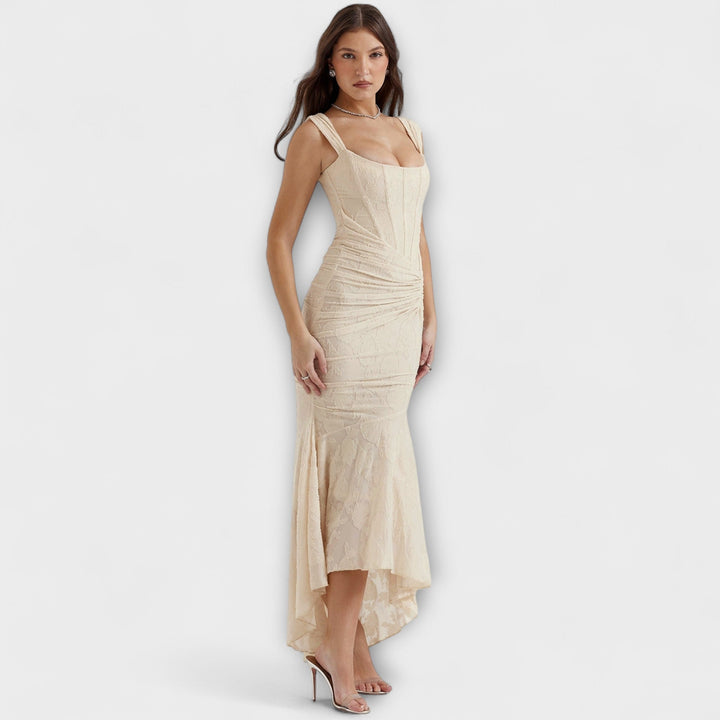 Abito lungo con corsetto elegante e raffinato