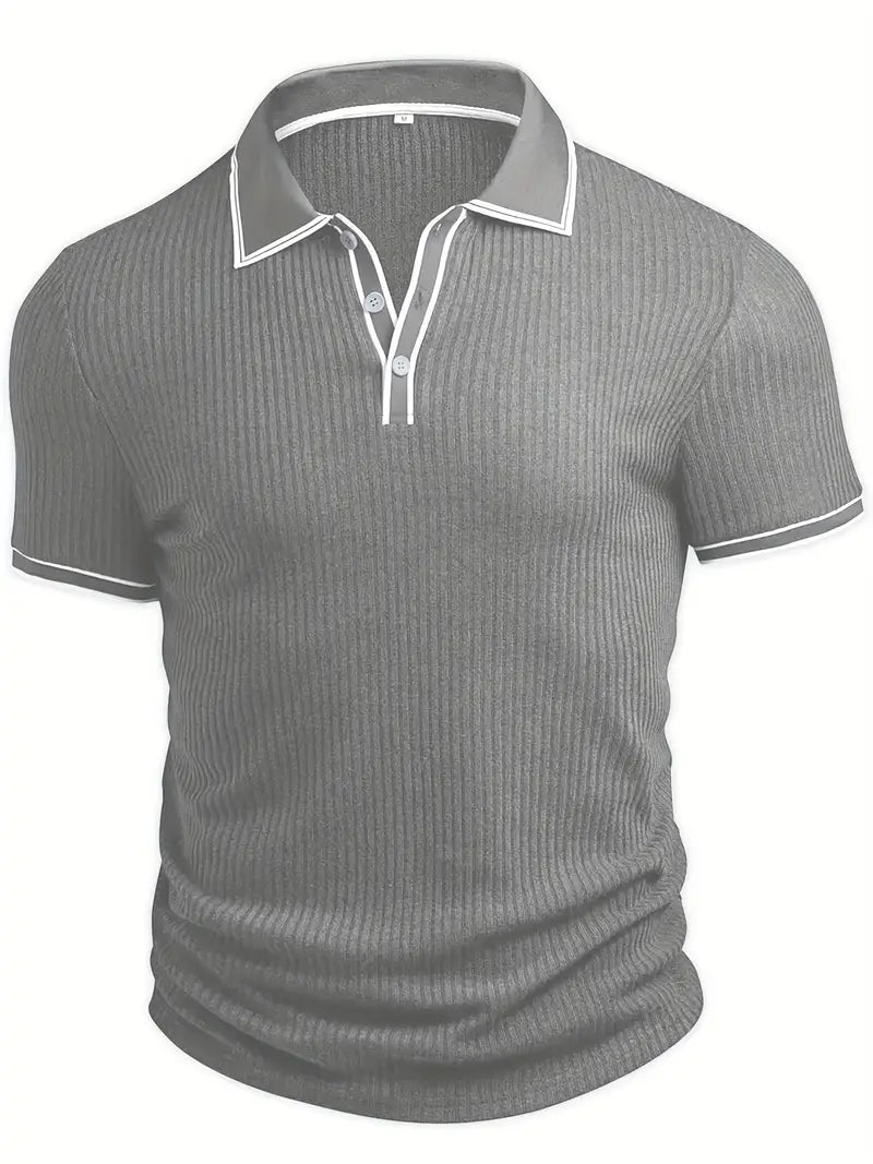 Polo acanalado con cuello en contraste – Hombre