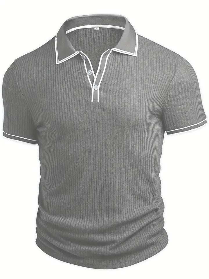 Polo acanalado con cuello en contraste – Hombre