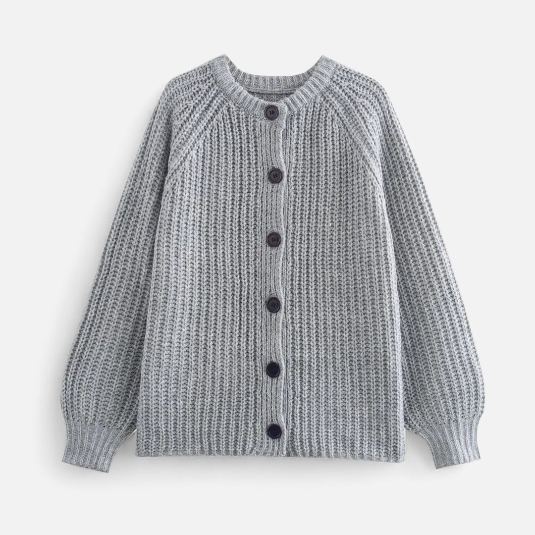 Cardigan tricotat vintage pentru femei, cu guler rotund – Eleganță de toamnă fără efort