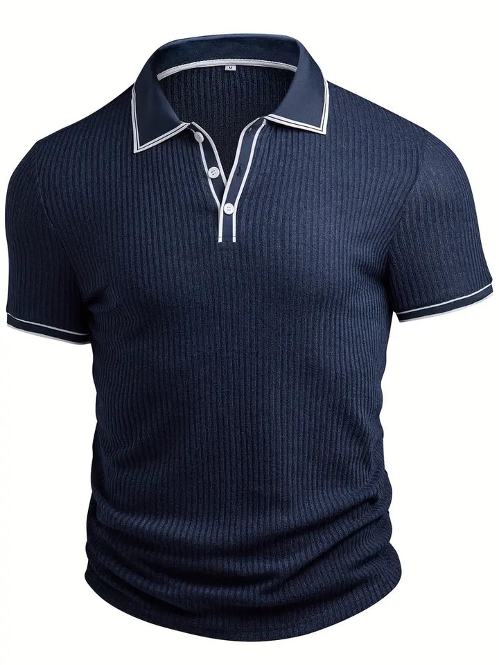Polo acanalado con cuello en contraste – Hombre