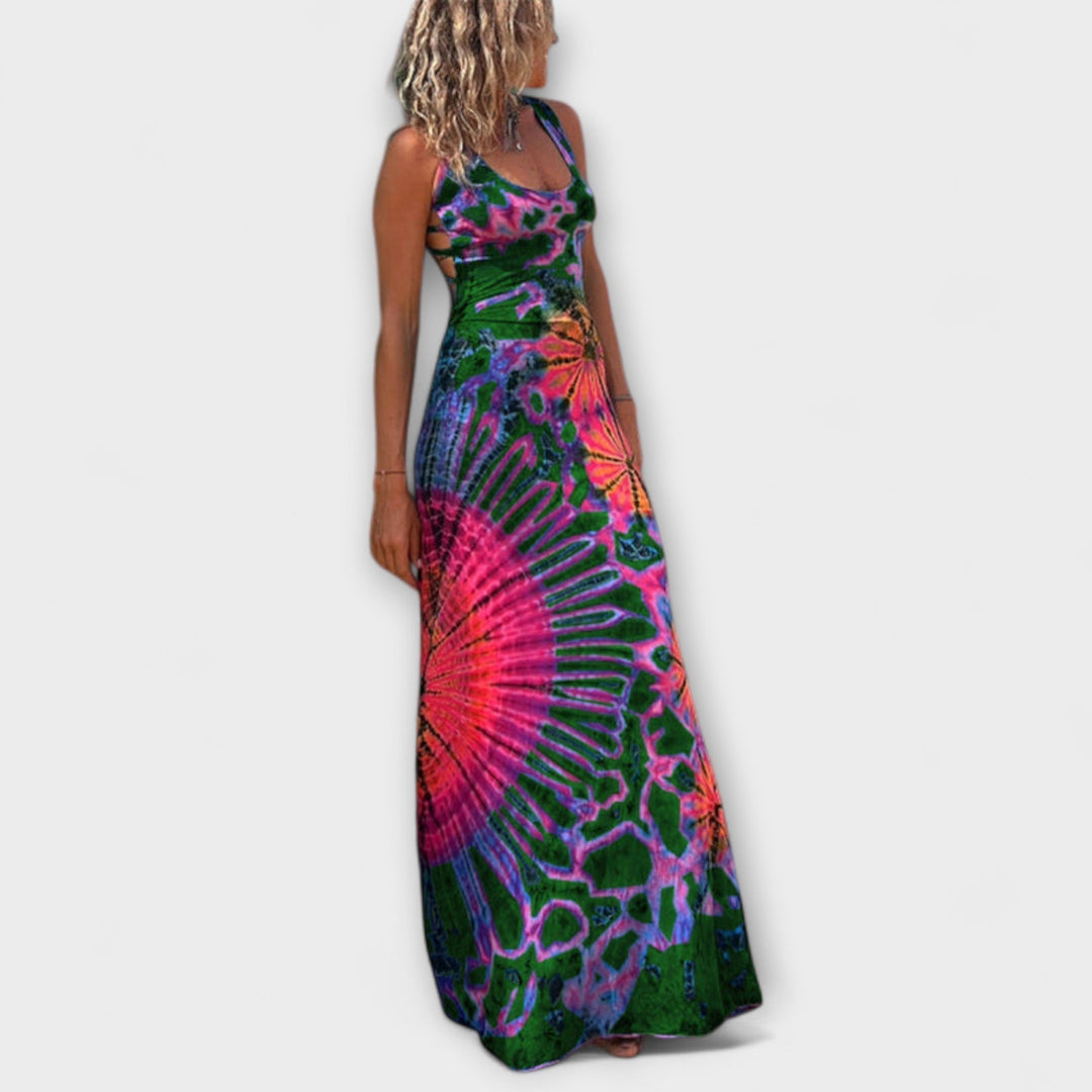 La Bamba maxi-kjole med tie-dye print