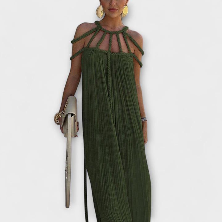 Chic Maxi Dress Made from Blend with Draped Straps