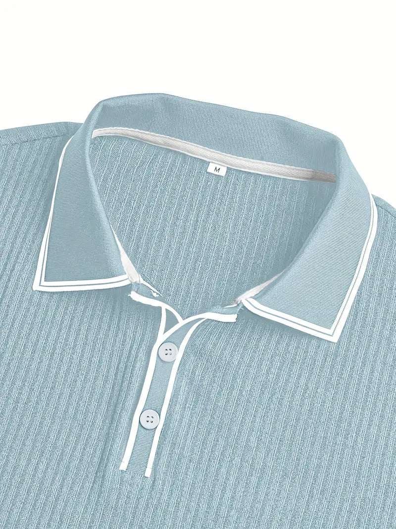 Polo acanalado con cuello en contraste – Hombre