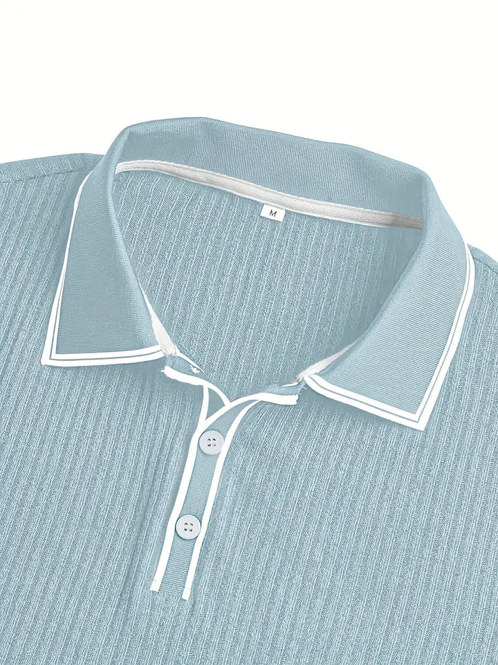 Polo acanalado con cuello en contraste – Hombre