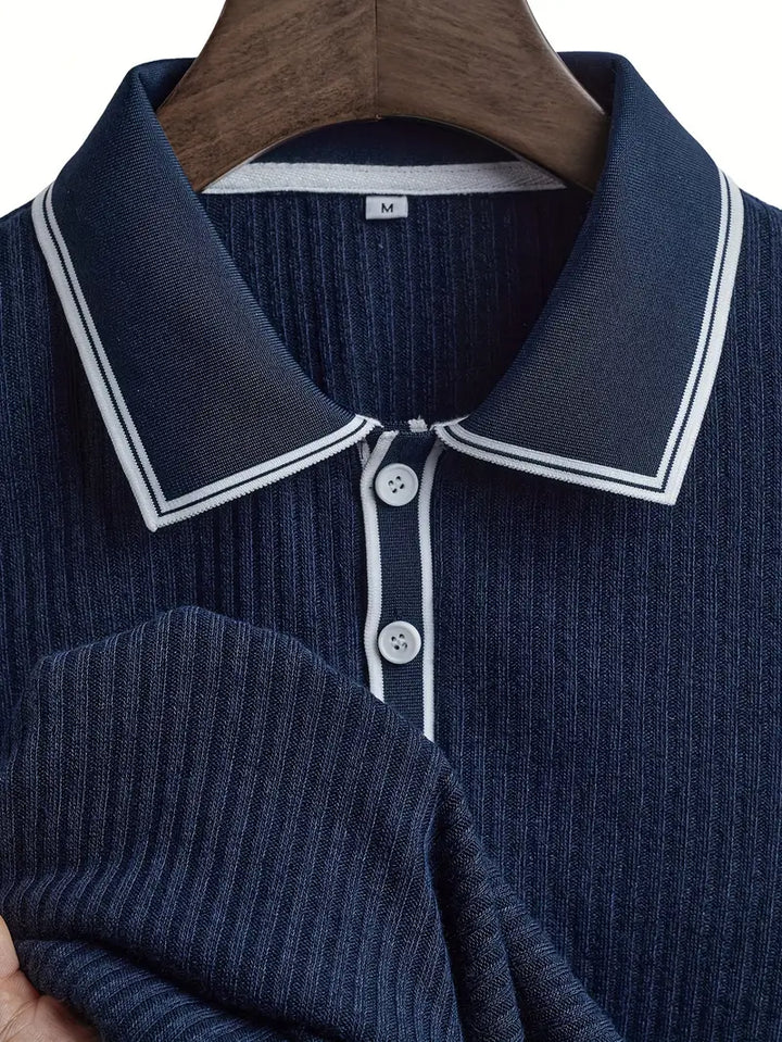 Polo acanalado con cuello en contraste – Hombre