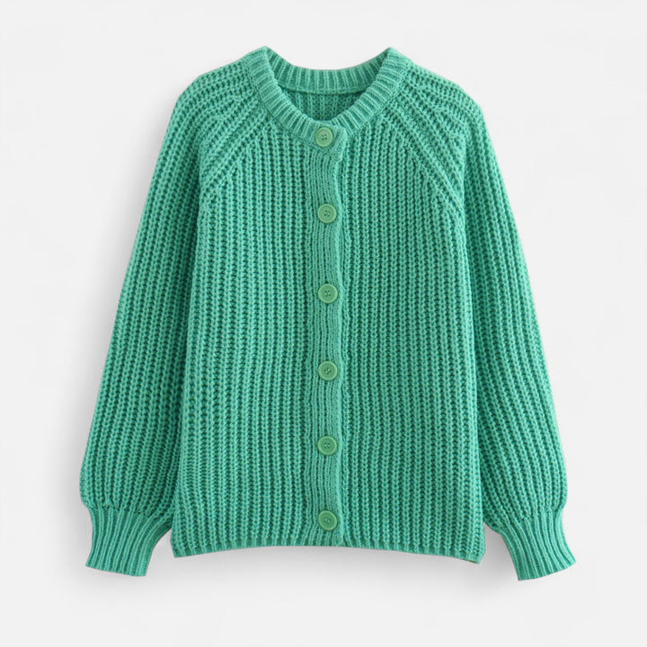 Cardigan tricotat vintage pentru femei, cu guler rotund – Eleganță de toamnă fără efort