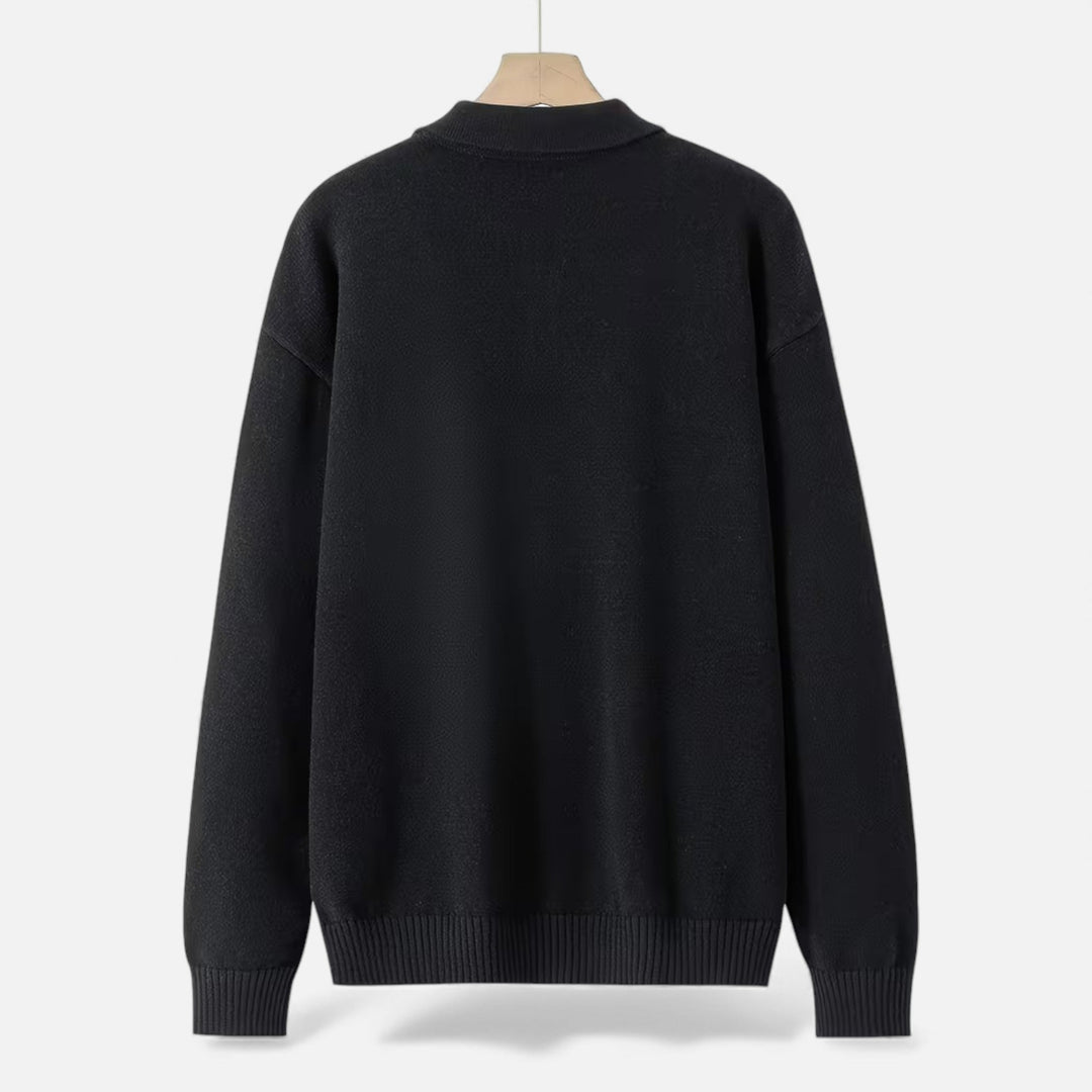 Men’s Loose-Fit Button-Up Polo Sweater