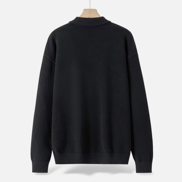 Men’s Loose-Fit Button-Up Polo Sweater