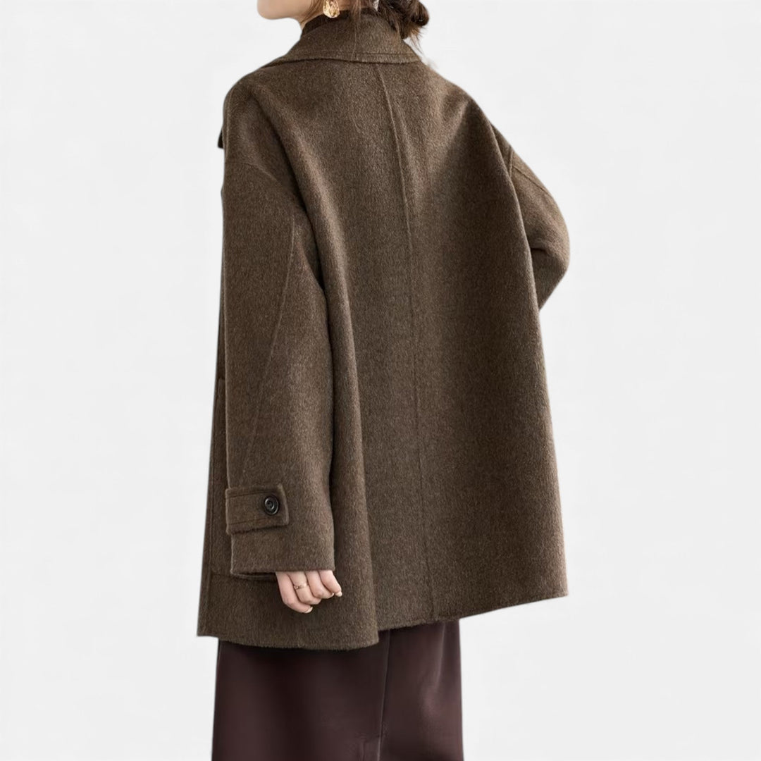 Abrigo de invierno grueso para mujer, mezcla de alpaca