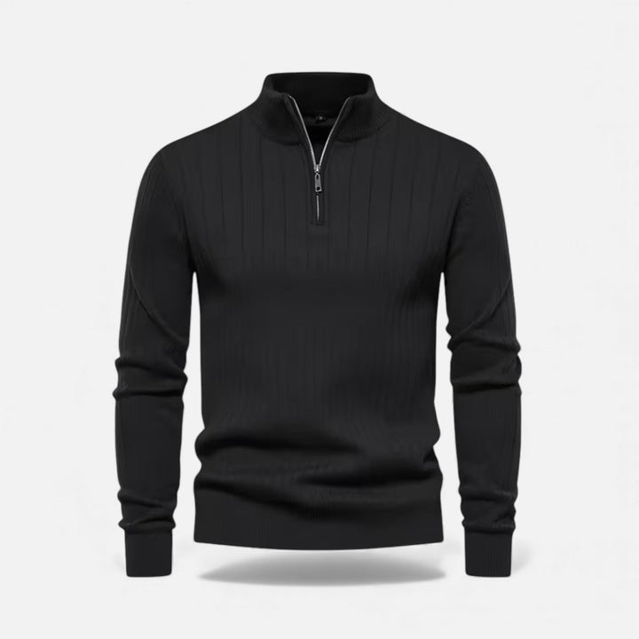 Men’s Warm Minimalist Zippered Knit Sweater