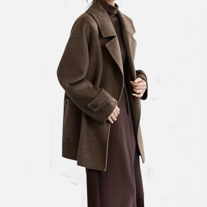 Abrigo de invierno grueso para mujer, mezcla de alpaca