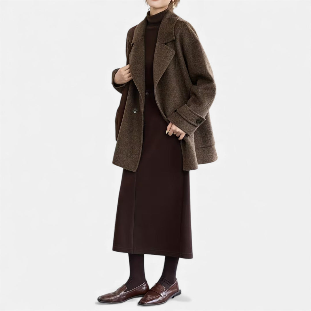 Abrigo de invierno grueso para mujer, mezcla de alpaca