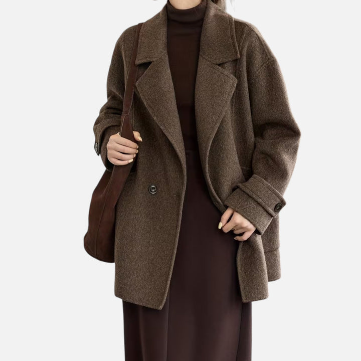 Abrigo de invierno grueso para mujer, mezcla de alpaca