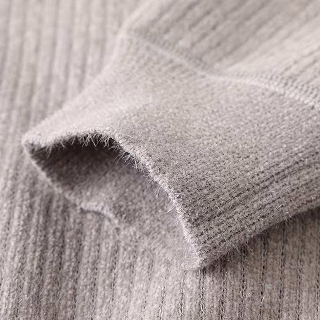 Men’s Thick Half-Zip Striped Knit Sweater