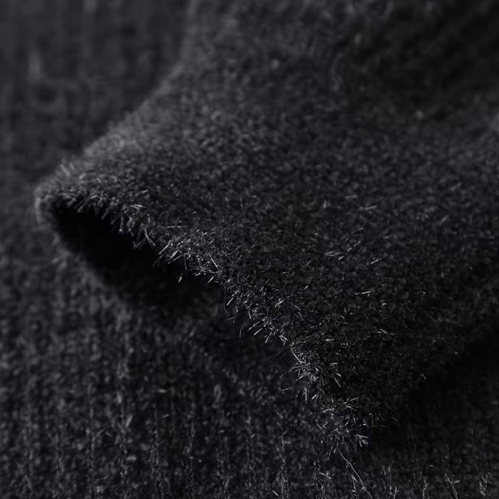Men’s Thick Half-Zip Striped Knit Sweater