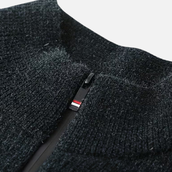 Men’s Thick Half-Zip Striped Knit Sweater