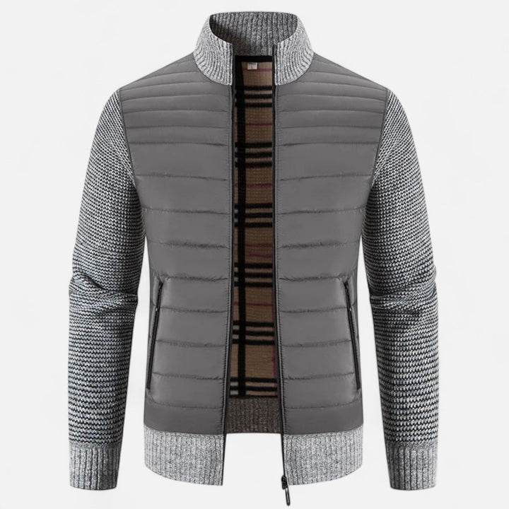 Veste pour homme en polaire à col montant et patchwork