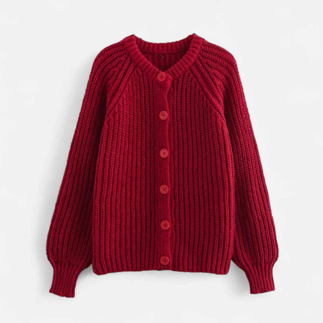 Cardigan tricotat vintage pentru femei, cu guler rotund – Eleganță de toamnă fără efort