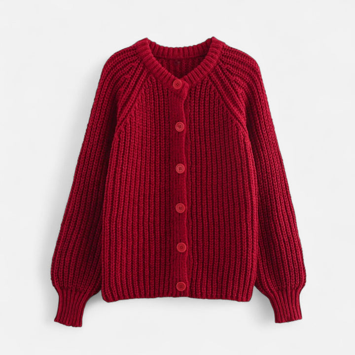 Cardigan tricotat vintage pentru femei, cu guler rotund – Eleganță de toamnă fără efort